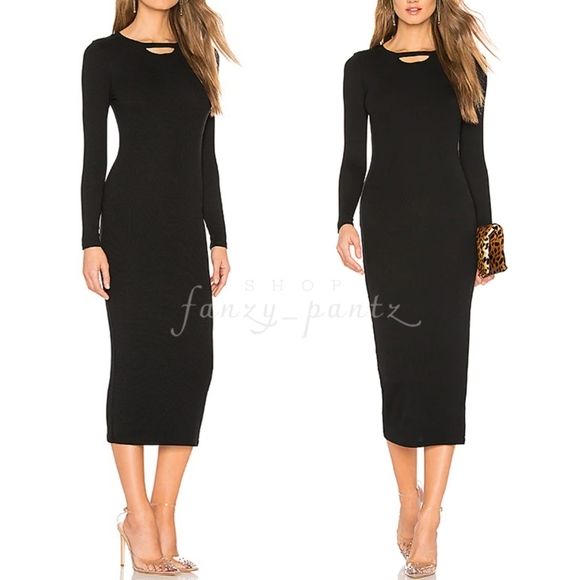 n:PHILANTHROPY Dresses & Skirts - n:Philanthropy Athens Midi Dress Black Rib Cutout